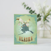Alaska-Staatenkarte – Grün Postkarte (Stehend Vorderseite)