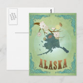 Alaska-Staatenkarte – Grün Postkarte (Vorne/Hinten)