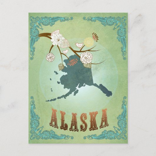 Alaska-Staatenkarte – Grün Postkarte (Vorderseite)