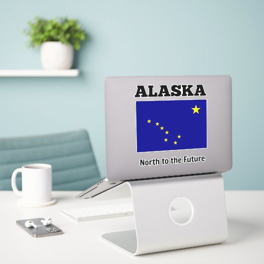 Alaska-Staatsflagge mit dem Motto "Staat" Aufkleber (Laptop auf Schreibtisch)