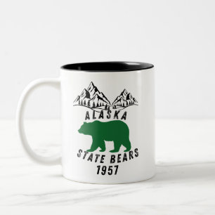 Alaska State Bears 1957 Retro Schwarz Design Zweifarbige Tasse