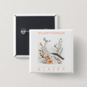 Alaska State Bird Kunstprint | Eleganter Weiden-Sc Button (Vorne & Hinten)