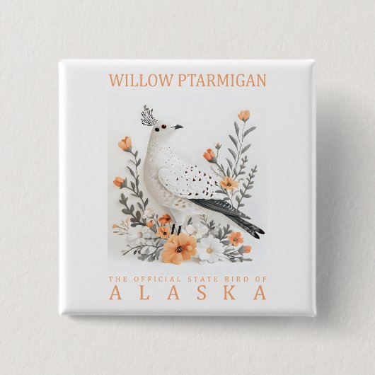 Alaska State Bird Kunstprint | Eleganter Weiden-Sc Button (Vorderseite)