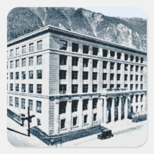 Alaska State Capitol in Juneau Datum 1930 Vintage Quadratischer Aufkleber