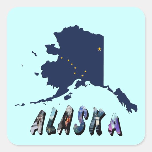 Alaska State Flag Blaue Karte & Gelbe Sterne Reise Quadratischer Aufkleber (Vorderseite)