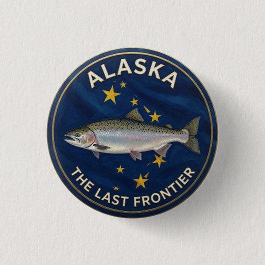 Alaska State Pride 🐋 Blaue Ozean-Bilder Button (Vorderseite)
