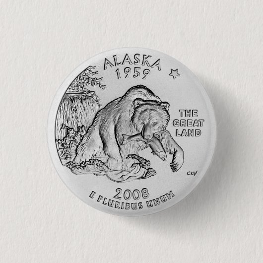 Alaska State Quarter Knopf Button (Vorderseite)