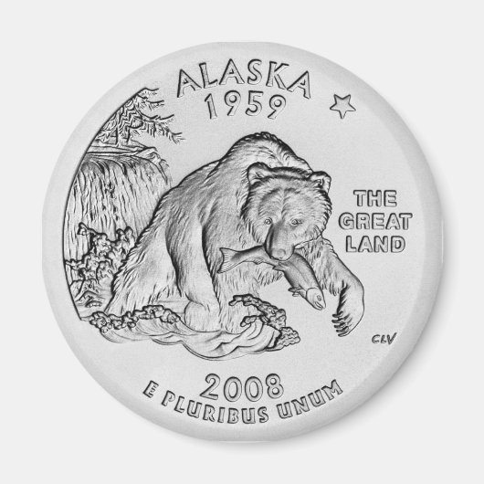 Alaska State Quarter Magnetk (wird oft als "Alaska Magnet (Vorne)