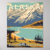 Alaska State Scenery Poster Kunst Druck, Retro Nat (Vorne)