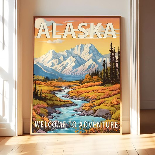 Alaska State Scenery Poster Kunst Druck, Retro Nat