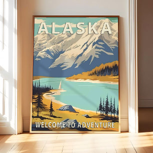 Alaska State Scenery Poster Kunst Druck, Retro Nat