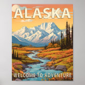 Alaska State Scenery Poster Kunst Druck, Retro Nat (Vorne)