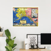 Alaska - Steamschiff Line Karte 1934 Poster (Heimbüro)