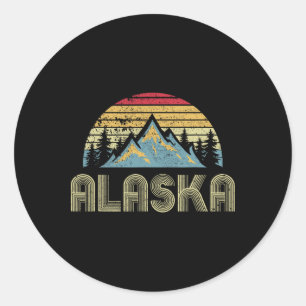 Alaska T-Shirt - Retro Vintage Berge Natur Wandern Runder Aufkleber