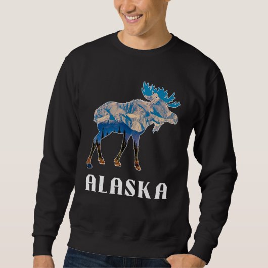 Alaska-Tag-Elch-Schneebedeckte Berge Sweatshirt (Vorderseite)