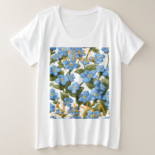 Alaska Territoriale Blume Artistic Vergiss-Me-not Große Größe T-Shirt (Design vorne)