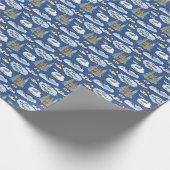 Alaska-Tier-Toile (auf Blau) Geschenkpapier (Ecke)