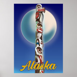 Alaska Totem Pole Travel Print Poster