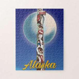 Alaska Totem Pole Travel Print Puzzle