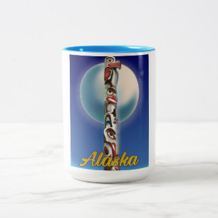 Alaska Totem Pole Travel Print Zweifarbige Tasse