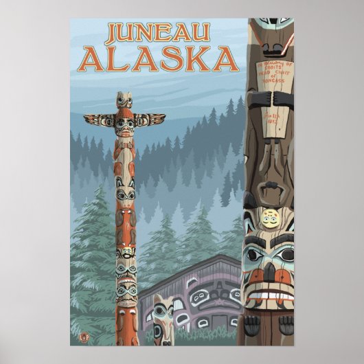 Alaska Totem Poles - Juneau, Alaska Poster (Vorne)