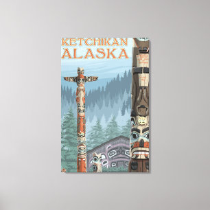 Alaska Totem Poles - Ketchikan, Alaska Leinwanddruck