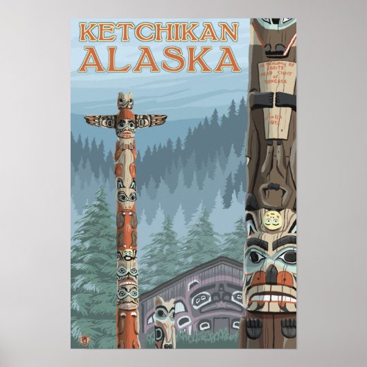 Alaska Totem Poles - Ketchikan, Alaska Poster (Vorne)