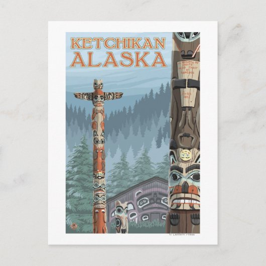 Alaska Totem Poles - Ketchikan, Alaska Postkarte (Vorderseite)
