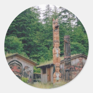 Alaska Totem Poles Runder Aufkleber