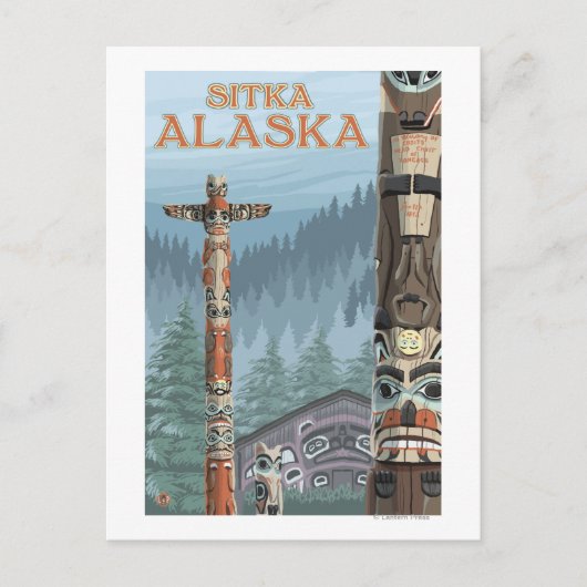 Alaska Totem Poles - Sitka, Alaska Postkarte (Vorderseite)