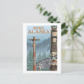 Alaska Totem Poles - Sitka, Alaska Postkarte (Stehend Vorderseite)