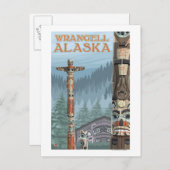 Alaska Totem Poles - Wrangell Alaska Postkarte (Vorne/Hinten)