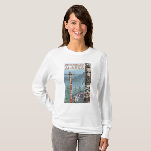 Alaska-Totempfähle - Ketchikan, Alaska T-Shirt (Vorne ganz)