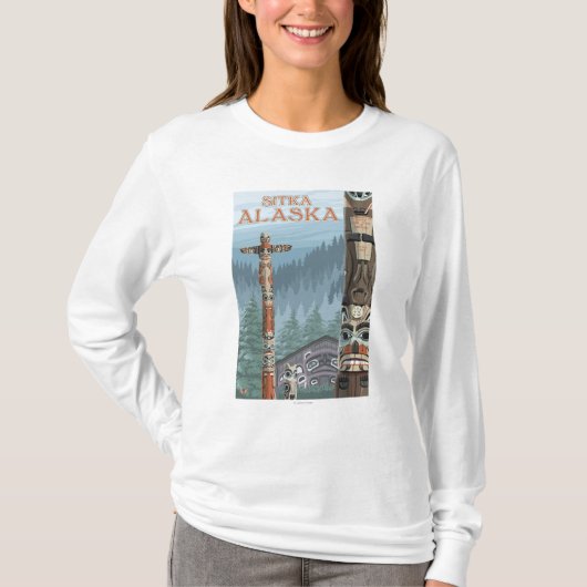 Alaska-Totempfähle - Sitka, Alaska T-Shirt (Vorderseite)