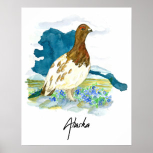 Alaska Tundra Staatsvogel Vergissmeinnicht Poster