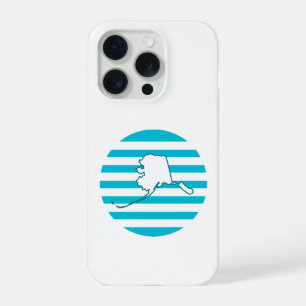 Alaska Umriss Blau Retro Kreis iPhone 15 Pro Hülle