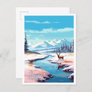 Alaska United Staaten Vintage Illustration Postkarte