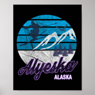 Alaska Usa America Ski Resort Snowboarden Ski Poster