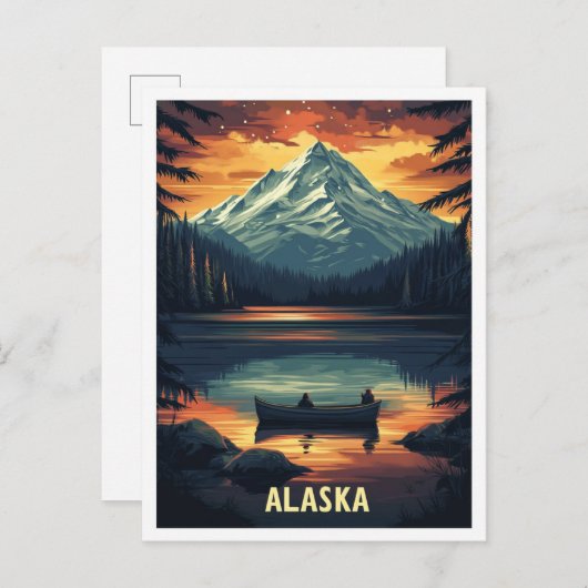 Alaska USA Art Vintag Illustration Travel Postkarte (Vorne/Hinten)
