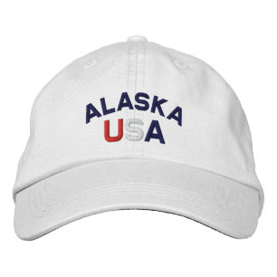 Alaska USA bestickt mit White Hat Bestickte Kappe