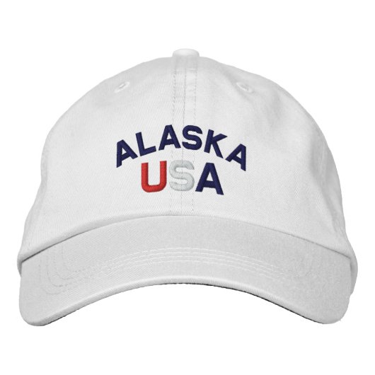 Alaska USA bestickt mit White Hat Bestickte Kappe (Vorderseite)