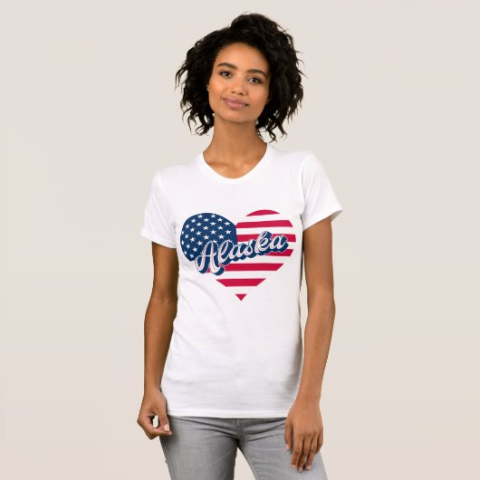 Alaska USA Heart Flag  – Patriotic Alaska Design  T-Shirt (Vorne ganz)