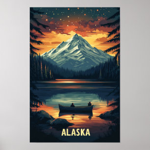 Alaska USA Kunst Vintage-Illustration Reise Poster