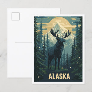 Alaska USA Kunst Vintage-Illustration Reise Postkarte