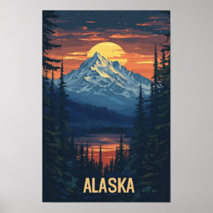 Alaska USA Kunst Vintage Reise Poster