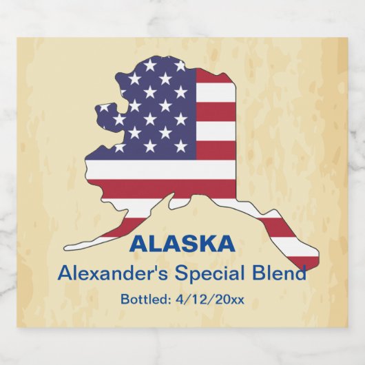 Alaska USA Staat Monogram 🍺 Custom Colors Bierflaschenetikett (Einzelnes Label)