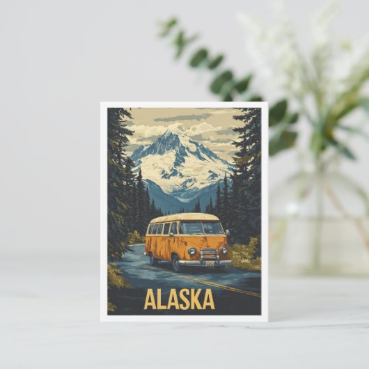 Alaska USA Vintag Illustration Travel Postkarte (Stehend Vorderseite)