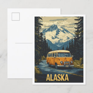 Alaska USA Vintage-Illustration Reise Postkarte