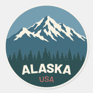 Alaska USA – Vintage-Reisesticker Runder Aufkleber