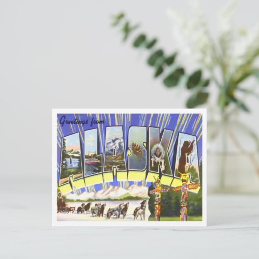 Alaska Vintag Big Letters Postcard Postkarte (Stehend Vorderseite)